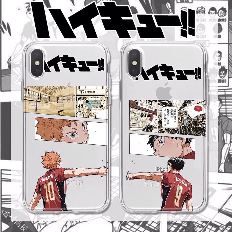 Ốp điện thoại trong suốt anime Haikyuu!! - Hinata Shouyou và Kameyaga Tobio