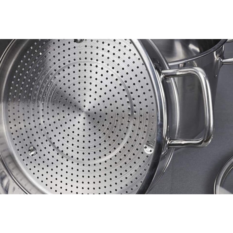 Nồi luộc gà kèm xửng hấp inox HT.COOK size 28 dùng mọi loại bếp