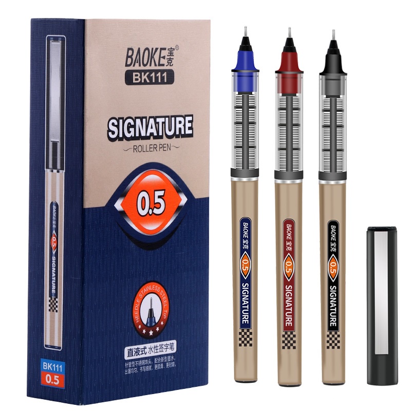 Hộp 12 cây bút lông kim mực gel nước Baoke BK111 / Bút Signature ngòi 0.5mm