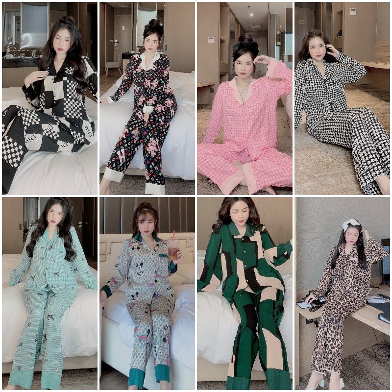 Bộ Pijama, đồ bộ ngủ mặc nhà dài tay lụa satin cao cấp mềm mịn, thoáng mát,đa dạng, sang chảnh