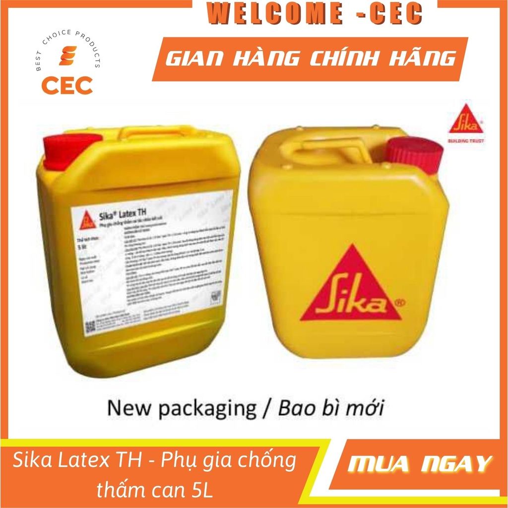 Sika Latex TH can 5 lít phụ gia chống thấm và tác nhân kết nối dùng cho vữa hồ dầu bể nước chậu cây cảnh