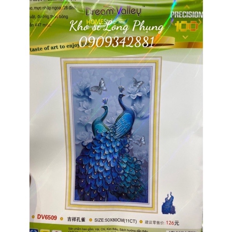 Tranh thêu Chữ thập-TRANH ĐÍNH ĐÁ  đôi công phu thuê viên mãn Dv6509   ,D9709 chưa thêu