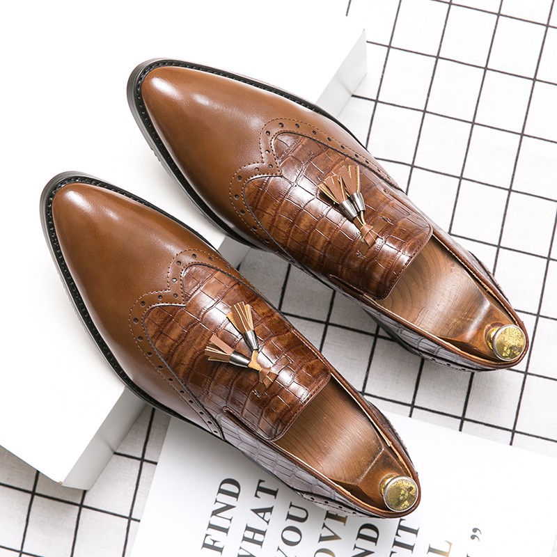 Giày hàn quốc dành cho nam Giày công sở giày trang trọng Giày da cỡ lớn Giày nam màu nâu 45 46 giày 