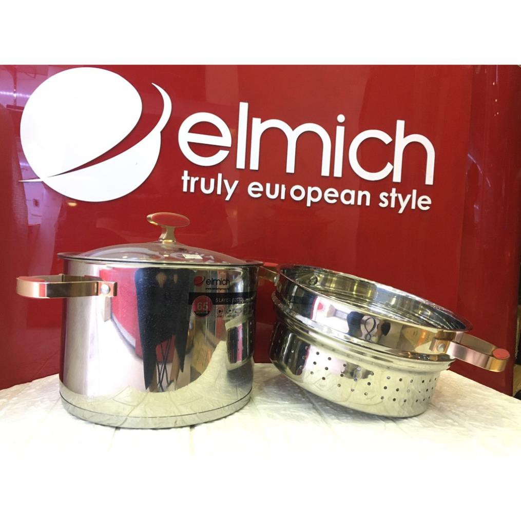 Elmich NỒI HẤP ELMICH INOX 304 RED VELVET 24CN EL5585, 28CM EL0979 đáy từ