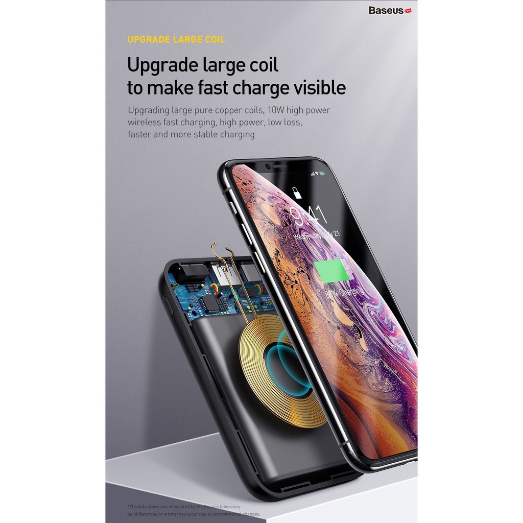 Sạc dự phòng không dây Baseus 10000mAh hỗ trợ sạc nhanh 3.0 dành cho iPhone - Chính hãng - BH12T