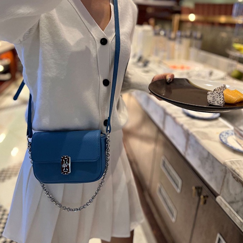 Túi đeo vai IELGY dạng vuông nhỏ phối dây đeo mắt xích thời trang cho nữ