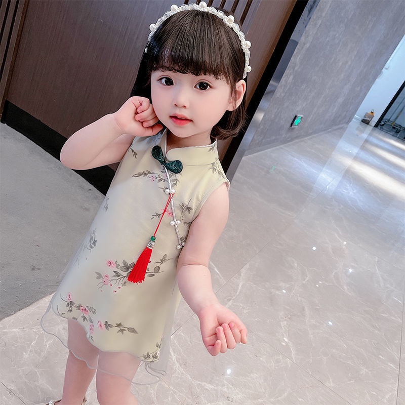 Đầm Sườn Xám Phong Cách Trung Hoa Xinh Xắn Cho Bé Gái