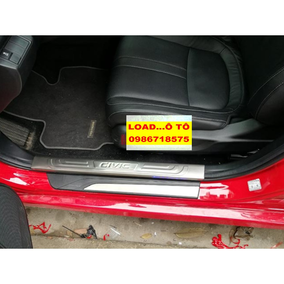Ốp Bậc Cửa, Nẹp Bước Chân Trong Ngoài Honda Civic 2022-2019 Chất Liệu INOX Cao Cấp