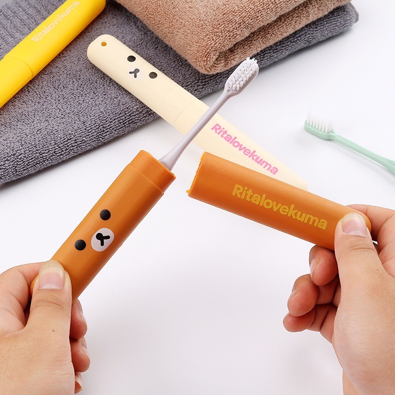 Vỏ Bọc Bàn Chải Đánh Răng Du Lịch Bằng Nhựa Hình Gấu Nâu