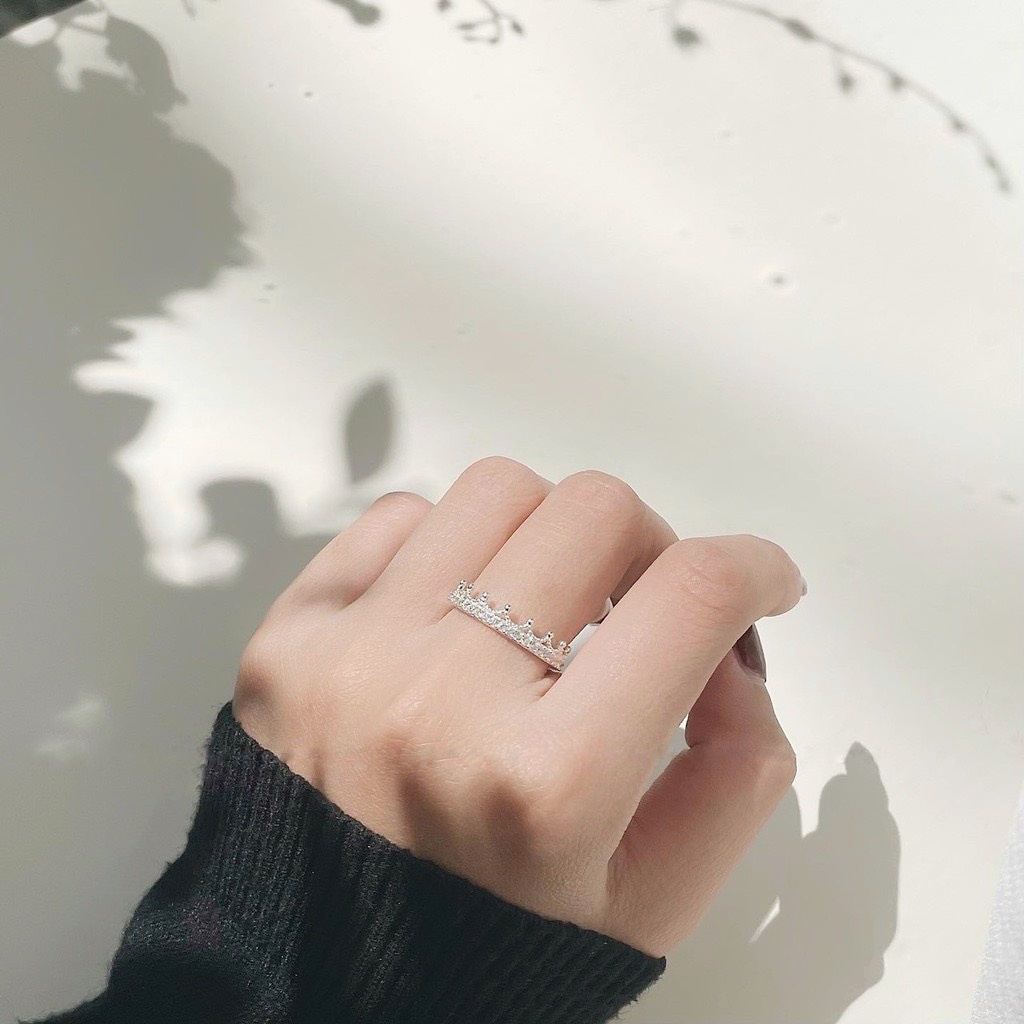 Nhẫn bạc nữ Miuu Silver vương miện đính đá Tiara Ring