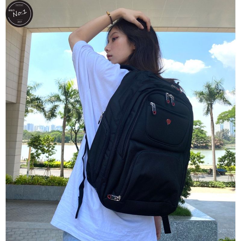 "Sale Sốc" Balo latop 15 inch Sakos, Balo du lịch SAKOS ATOM i15 xanh than và đen