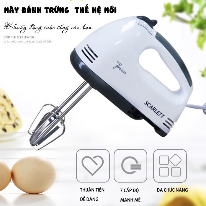 Máy Đánh Trứng,Tạo Bọt Cà Phê, Đánh Bột Làm Bánh, Cầm Tay 7 Tốc Độ Cực Mạnh, Êm Ái - YoungHome