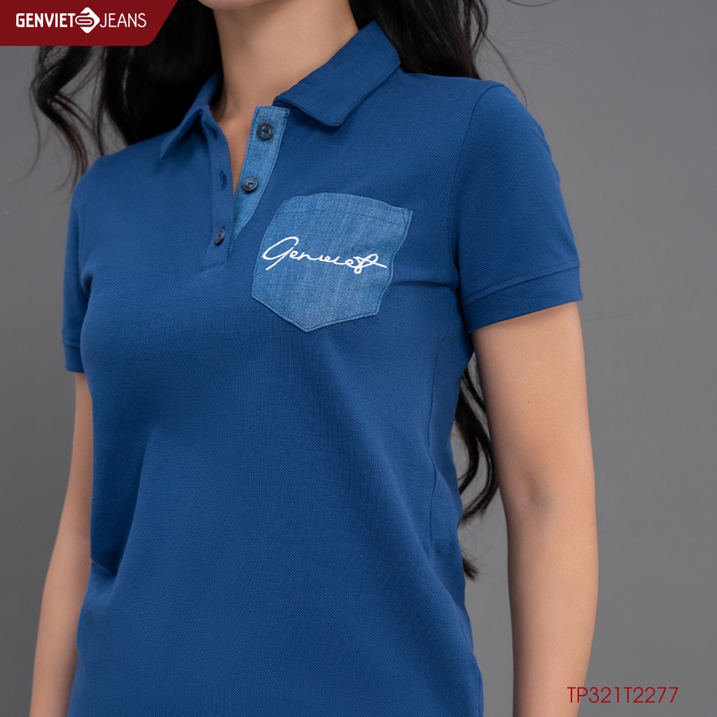 Áo Polo Nữ Phối Túi Jean Genviet TP321T2277