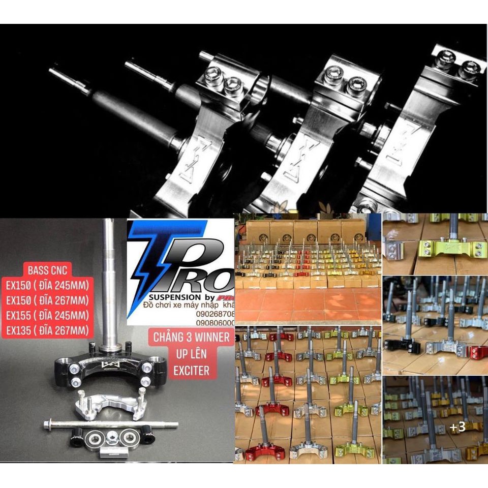 Combo chảng 3 NHÔM ĐÚC / CNC / THÉP SẮT  trước winner  +bạc đạn+ pass+canh cốt up ex150 LCM._Dochoixemaynhapkhau