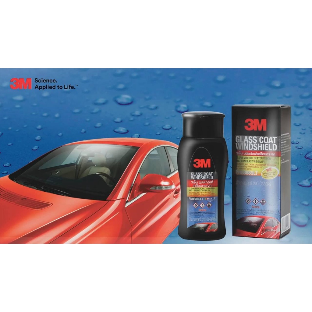 Chai dung dịch chống bám nước trên kính xe 3M Glass Coat Windshield 08889 LT 200ml nano kính