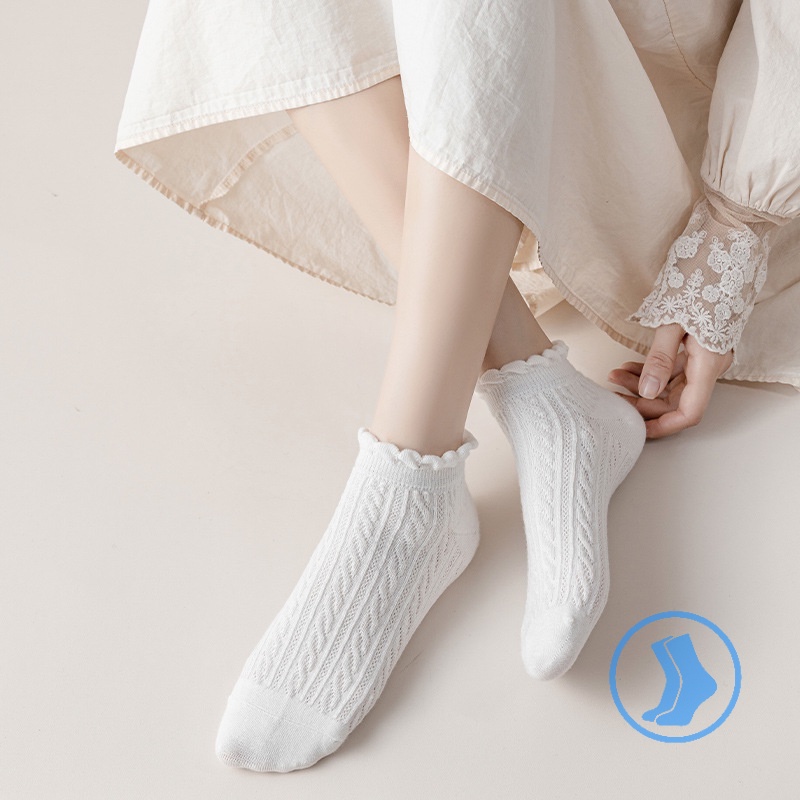 FHYL 1 Đôi Tất Chân Cotton Phối Ren Dễ Thương Cho Nữ