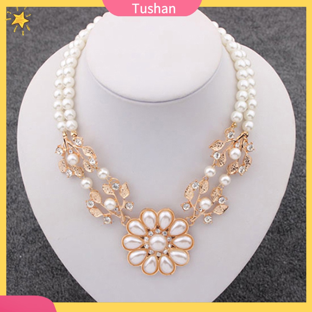 Vòng cổ choker đính ngọc trai giả phong cách Bohemian