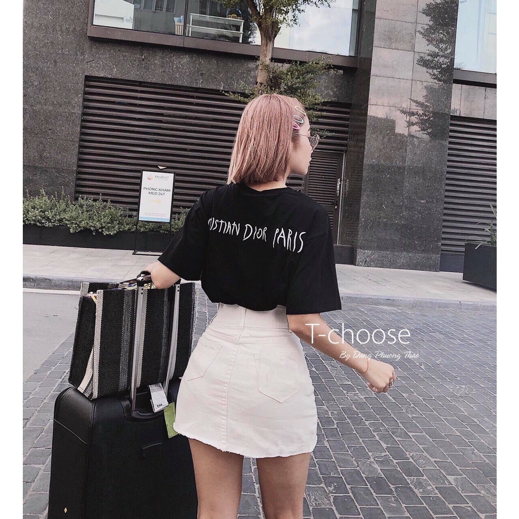 Chấn Váy Chữ A Lưng Cao Jean Dày Dặn Hai Màu Đủ Size S-M-L