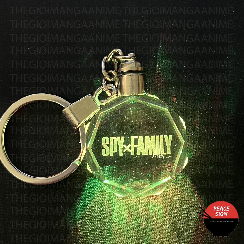 MÓC KHÓA phát sáng ANYA SPY X FAMILY in hinh GIA ĐÌNH ĐIỆP VIÊN thủy tinh pha lê quà tặng anime chibi