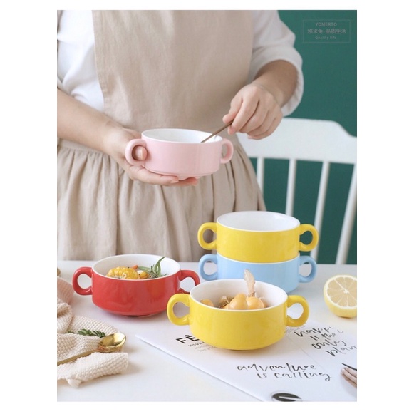 Bát sứ 2 quai nhiều màu