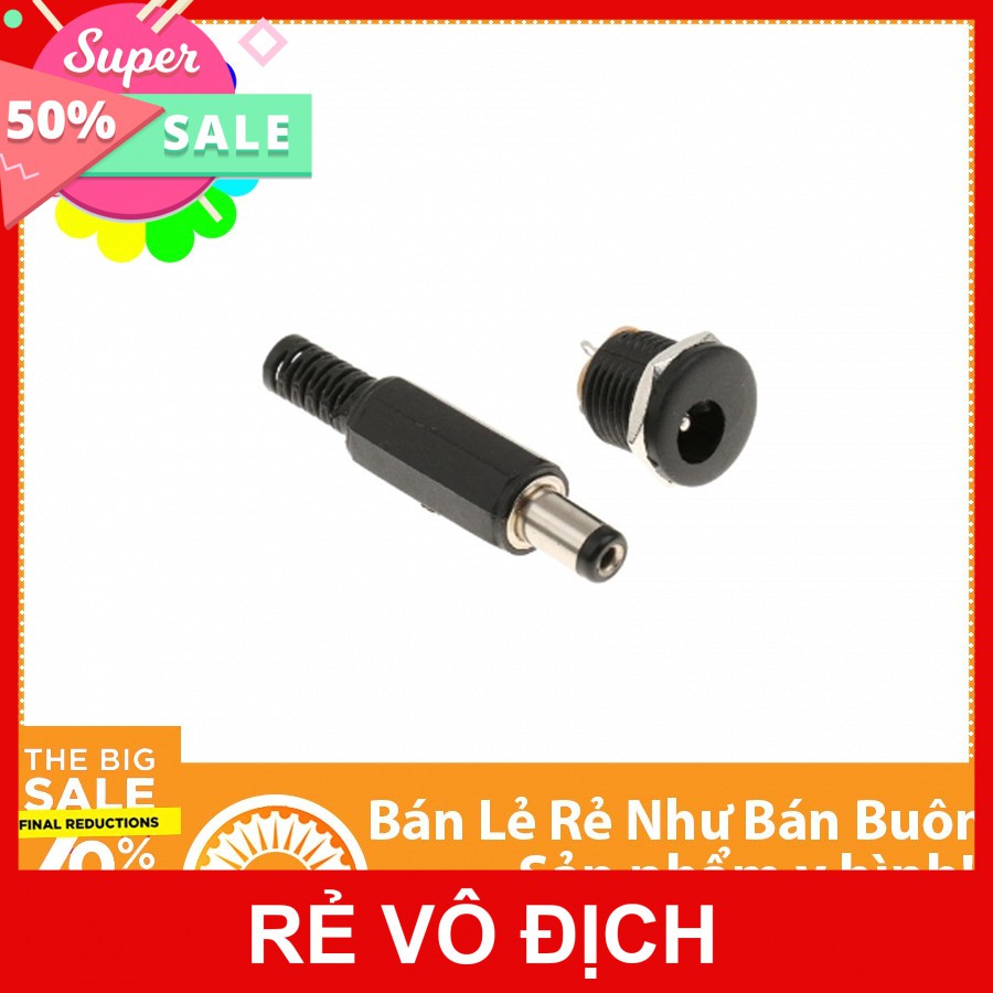 Combo 5 cặp jack DC có ốc vặn 5.5×2.1mm đực-cái