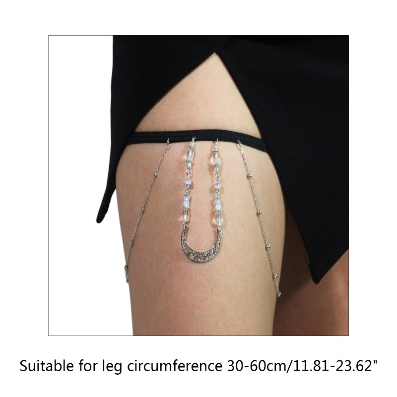 Youyo Chuỗi Đeo Đùi Tua Rua Màu Bạc Mặt Trăng Pha Lê Phong Cách Gothic Cho Bikini