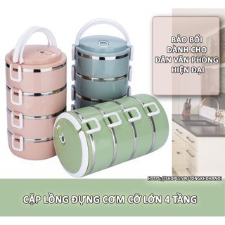Cặp lồng cơm Lúa mạch 4 tầng INOX 4 TẦNG [ đựng cơm canh ...]