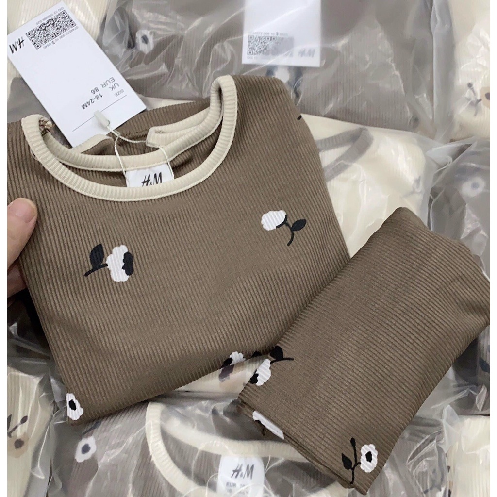 Bộ quần áo chất len tăm dài tay thu đông HM cho bé trai bé gái sale size 18M-6Y HM01 Lamiha