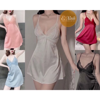 Váy ngủ 2 dây sexy gợi cảm kèm quần - Đầm ngủ ren lụa mềm mát cao cấp