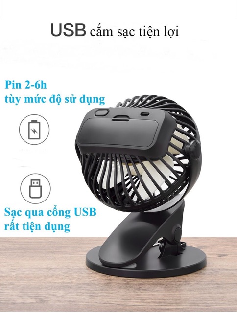 Quạt kẹp bàn, kẹp xe đẩy cho em bé 360 độ | BigBuy360 - bigbuy360.vn