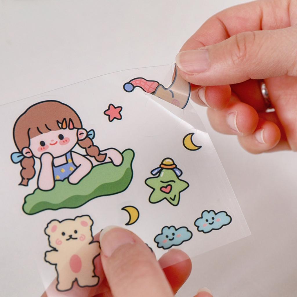 Hình Dán Sticker Cute EDUSKY Set 25 Nhãn Dán Trong Suốt Không Thấm Nước Cho Học Sinh Sinh Viên Trang Trí