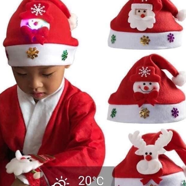 Mũ nón noel có đèn phát sáng cho bé giáng sinh ấm áp xinh xắn