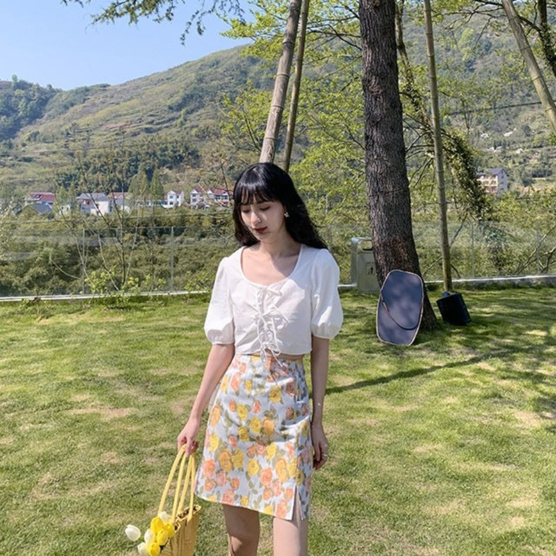 Set Áo Sơ Mi Trắng Phối Chân Váy Thời Trang Hè 2021 Cho Nữ