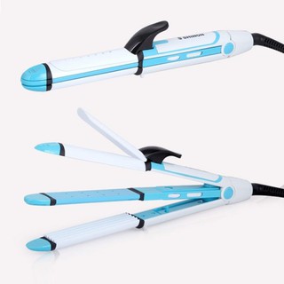 Máy uốn duỗi bấm tạo kiểu tóc 3in1 MÀU HỒNG