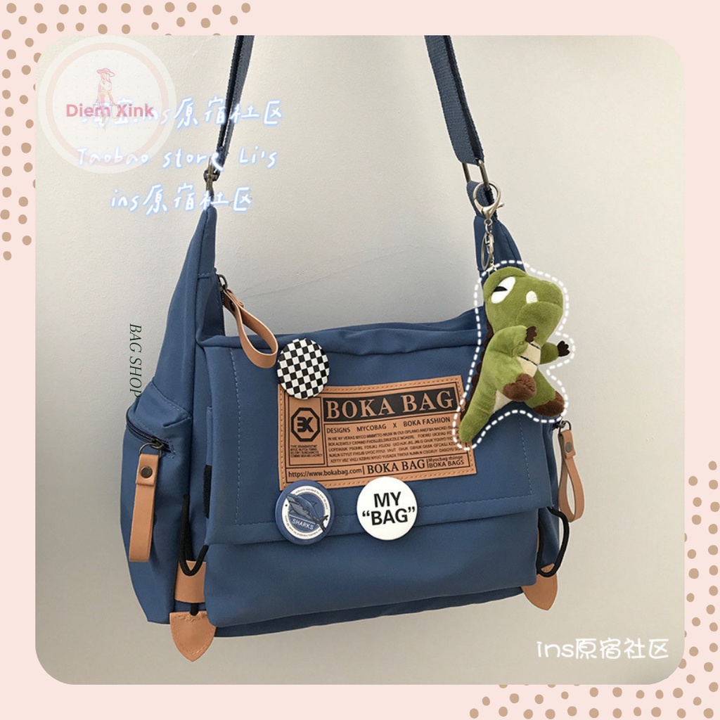 Túi Đeo Chéo Nam Nữ Vải CanVas Cỡ Lớn Nhiều Ngăn Phong Cách Ulzzang Đi Học Đi Làm- Diễm Store- T 91
