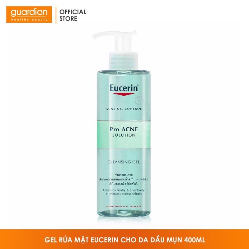 Sữa Rửa Mặt Eucerin Cho Da Dầu Mụn Eucerin Pro ACNE Solution Cleansing Gel 200ml, 400ml Acne Oil Con