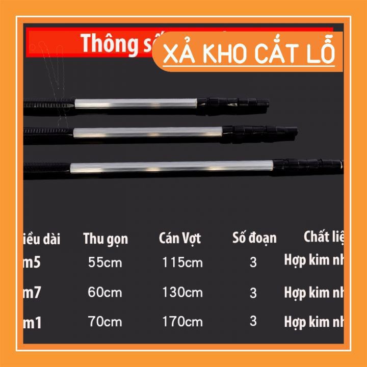 [Khuyến Mãi Lớn] Vợt Cá Gấp Gọn Vành Tròn INOX 1m5 - 2m1 VCG-01