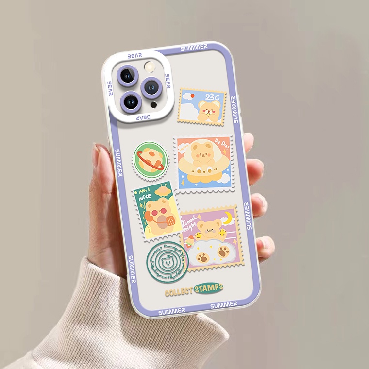 Ốp Điện Thoại Silicon TPU Mềm Trong Suốt Hình Gấu Chống Sốc Cho IPhone 14 13 Pro Max 11 12 6S 7 8 14 Plus X XS XR