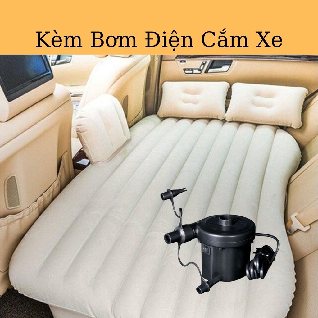 Đệm hơi ô tô, Nệm xe hơi giường trên xe có gối chặn cho bé kèm bơm điện cắm xe