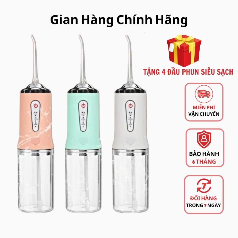 Máy tăm nước cầm tay xiaomi - Tăm nước xịt vệ sinh làm sạch kẽ răng miệng công nghệ Châu Âu, 3 chế độ xịt chuẩn nha khoa