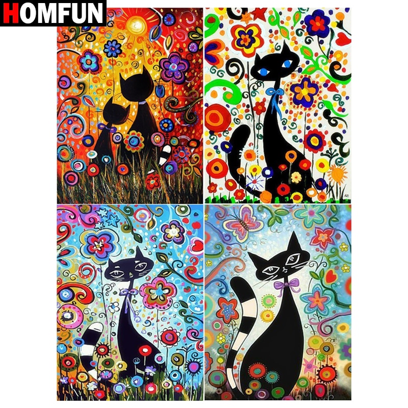 Bộ tranh đính đá 5d họa tiết chú mèo độc đáo kích thước 30x40cm tự làm dùng trang trí nhà cửa