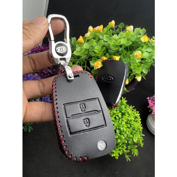 Bao da chìa khoá da bò dành cho xe ô tô KIA MORNING bản 2 nút chìa gập
