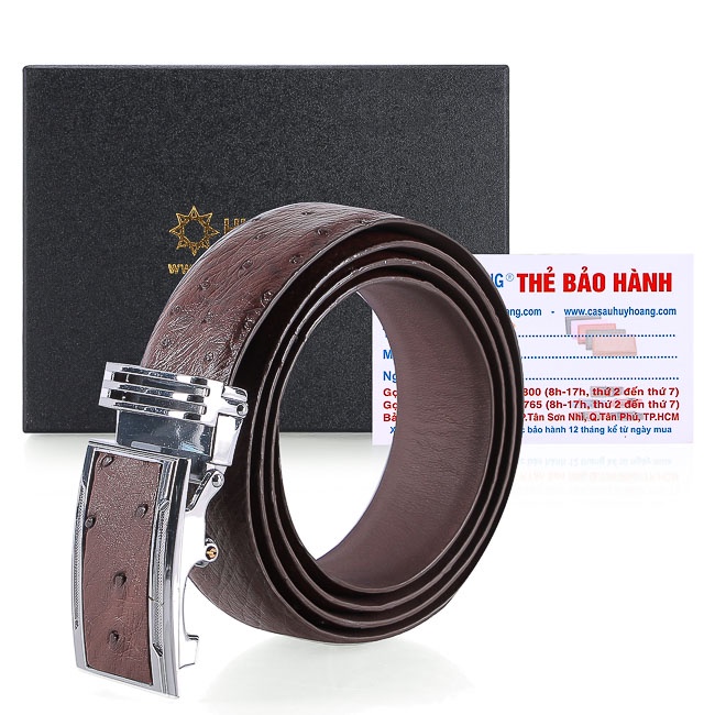Thắt lưng nam da đà điểu Huy Hoàng da hột 3,5P màu đen, nâu đất, vàng bò, nâu đỏ HP4443-44-45-46