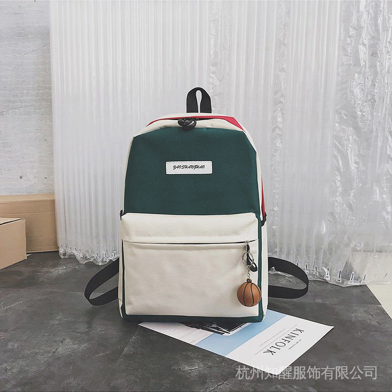 Capacity women's backpack college style schoolbag Korean style big contrast color super fire Harajuku backpack high school students' all-match ins