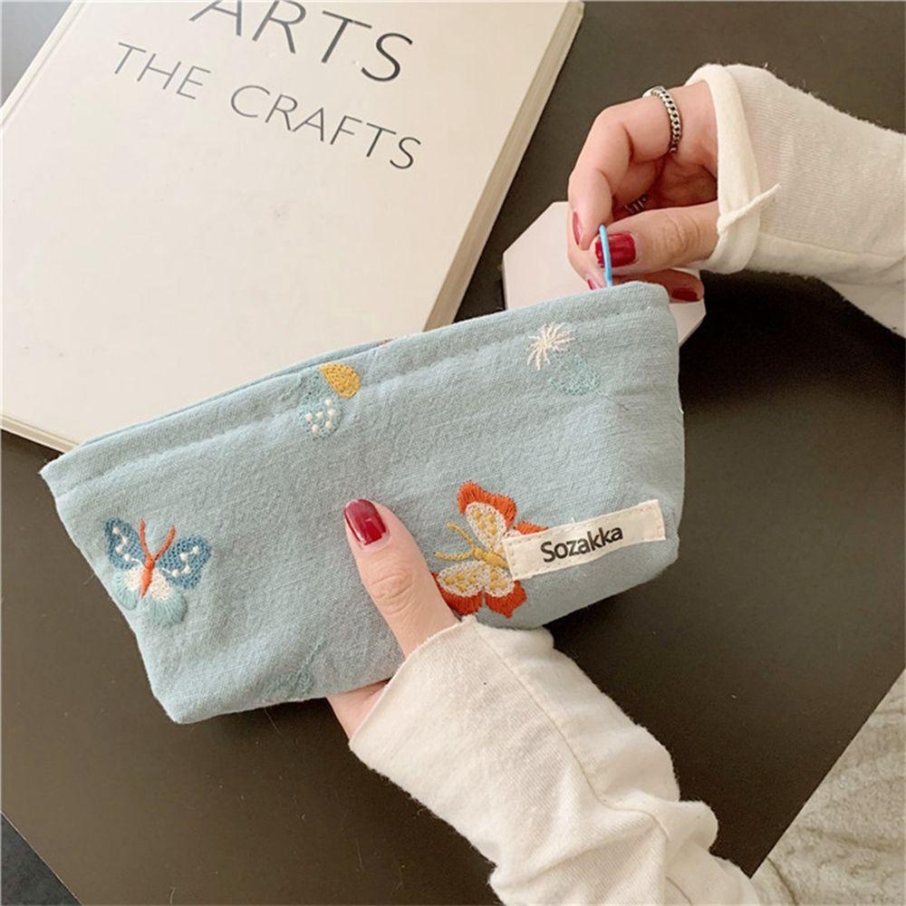 Túi Đựng Mỹ Phẩm / Dụng Cụ Trang Điểm Bằng Vải Canvas In Họa Tiết Hoa Thời Trang Dành Cho Nữ