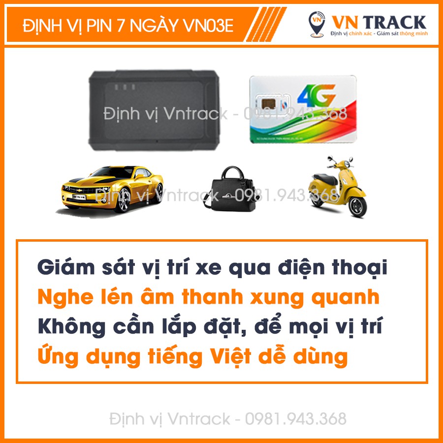 Định Vị Không Dây Pin 7-10 Ngày Nghe Âm Thanh Xung Quanh Không Cần Lắp Đặt | Chính Hãng VNTRACK