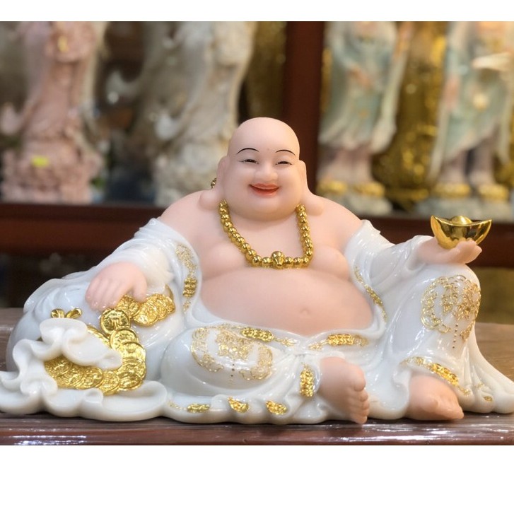 [Đồ thờ cúng] Phật Di Lặc nhập Đài loan mặt cười hạnh phúc tay cầm túi châu báu tượng trưng tài lộc phú quý