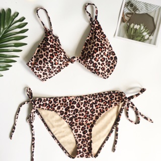 Bikini cột nơ da beo