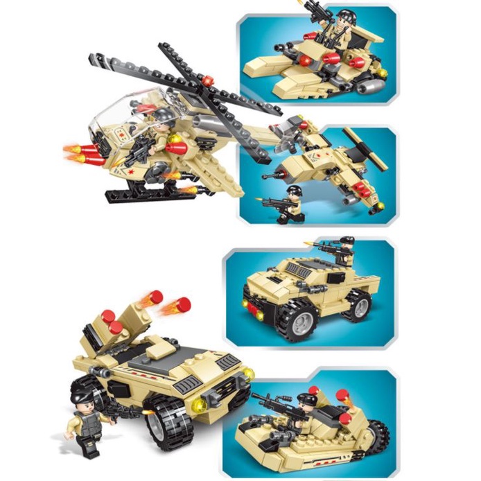 ĐỒ CHƠI LEGO BIỆT ĐỘI SWAT SA MẠC GỒM XE CẢNH SÁT, LEGO MÁY BAY CHIẾN ĐẤU