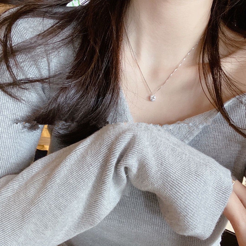 Vòng cổ Đính Đá Zircon Kiểu Dáng Đơn Giản Sang Trọng Cho Nữ